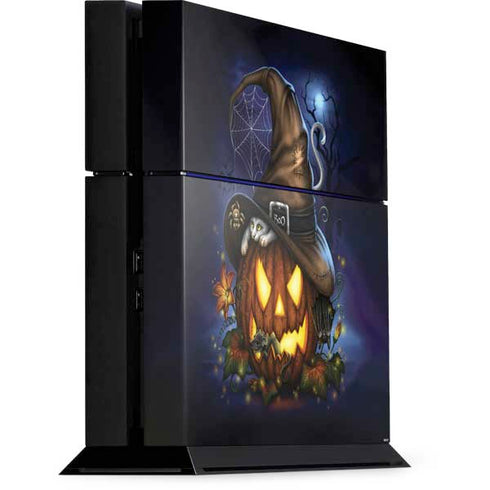 Halloween Cat and Jack O Lantern Pumpkin by Sarah Richter PlayStation PS4 Skins